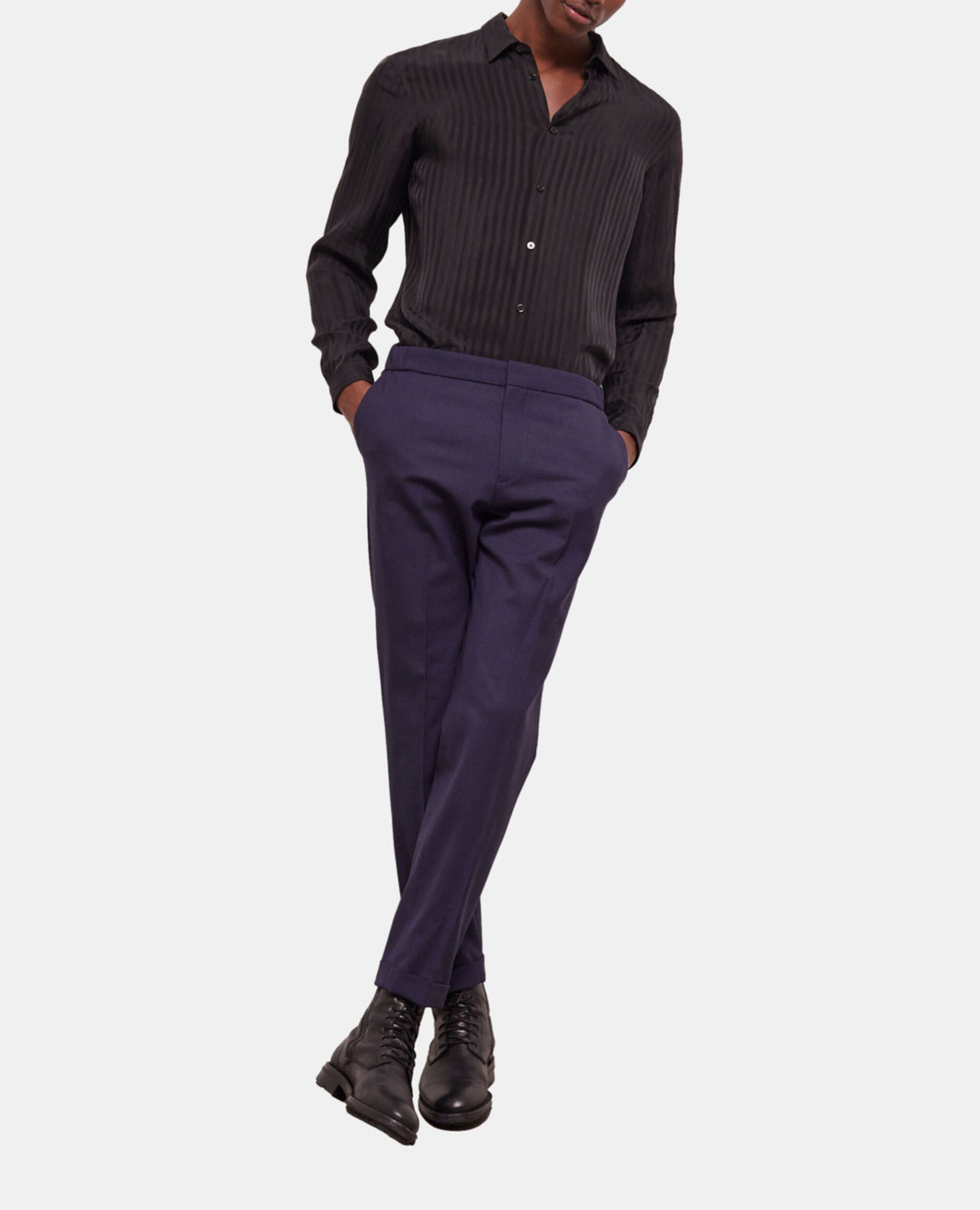 Houndstooth wool suit pants, BLACK / NAVY, hi-res image number null
