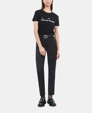 The Kooples DAMEN BLACK WASHED schwarzes t-shirt mit siebdruck