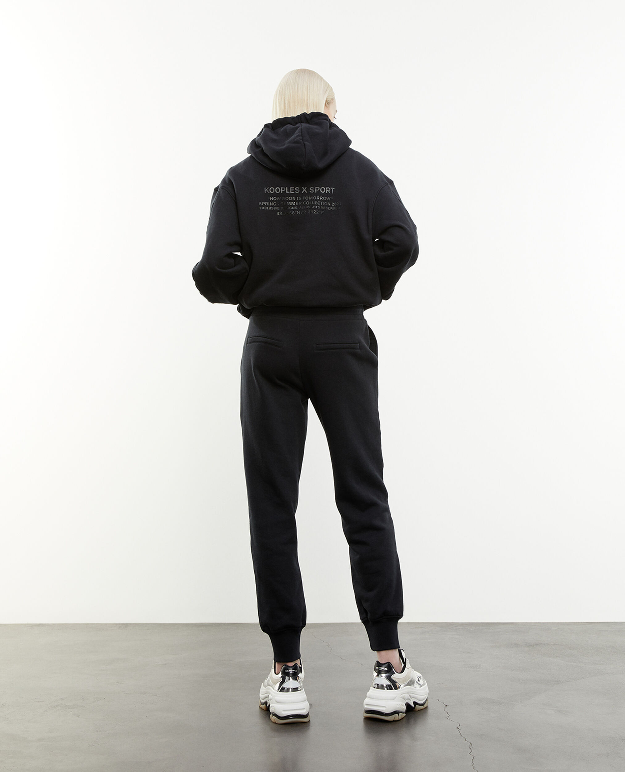 Black joggers with rubber logo, BLACK, hi-res image number null
