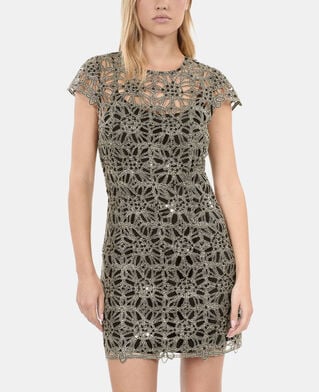 The Kooples FEMME ANTIC GOLD robe courte en guipure dor&eacute;e