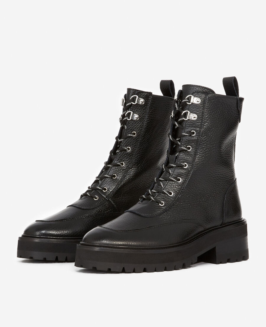 high black leather boots in ranger style
