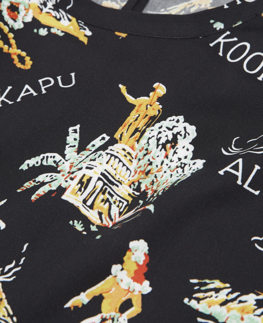 The Kooples F BLACK flowing black printed top with knotted details