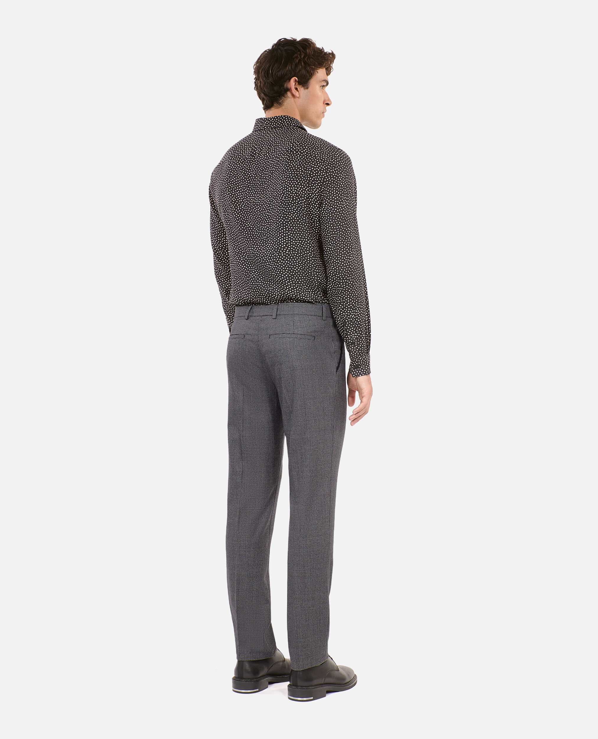 Black and white houndstooth suit trousers, BLACK GREY, hi-res image number null