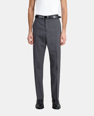 The Kooples HOMME BLACK-ECRU pantalon de costume noir en laine &agrave; micro motifs