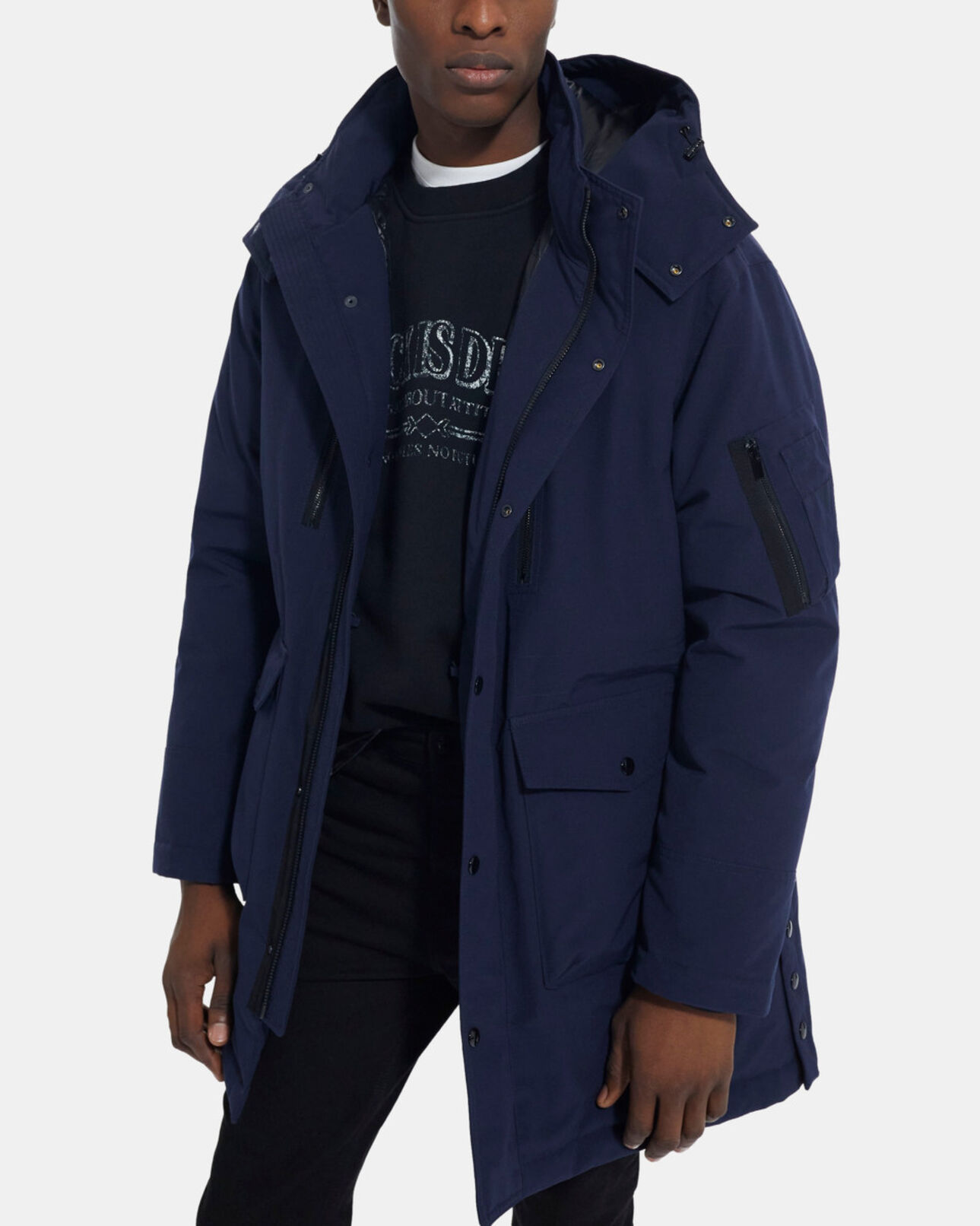 The Kooples HOMME NAVY parka à capuche bleu marine