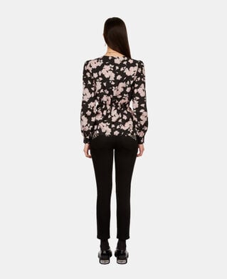 The Kooples WOMEN BLACK / PINK printed top with draping
