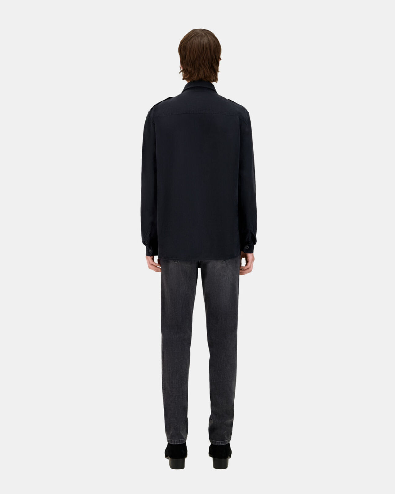 The Kooples MEN BLACK black lyocell and linen shirt