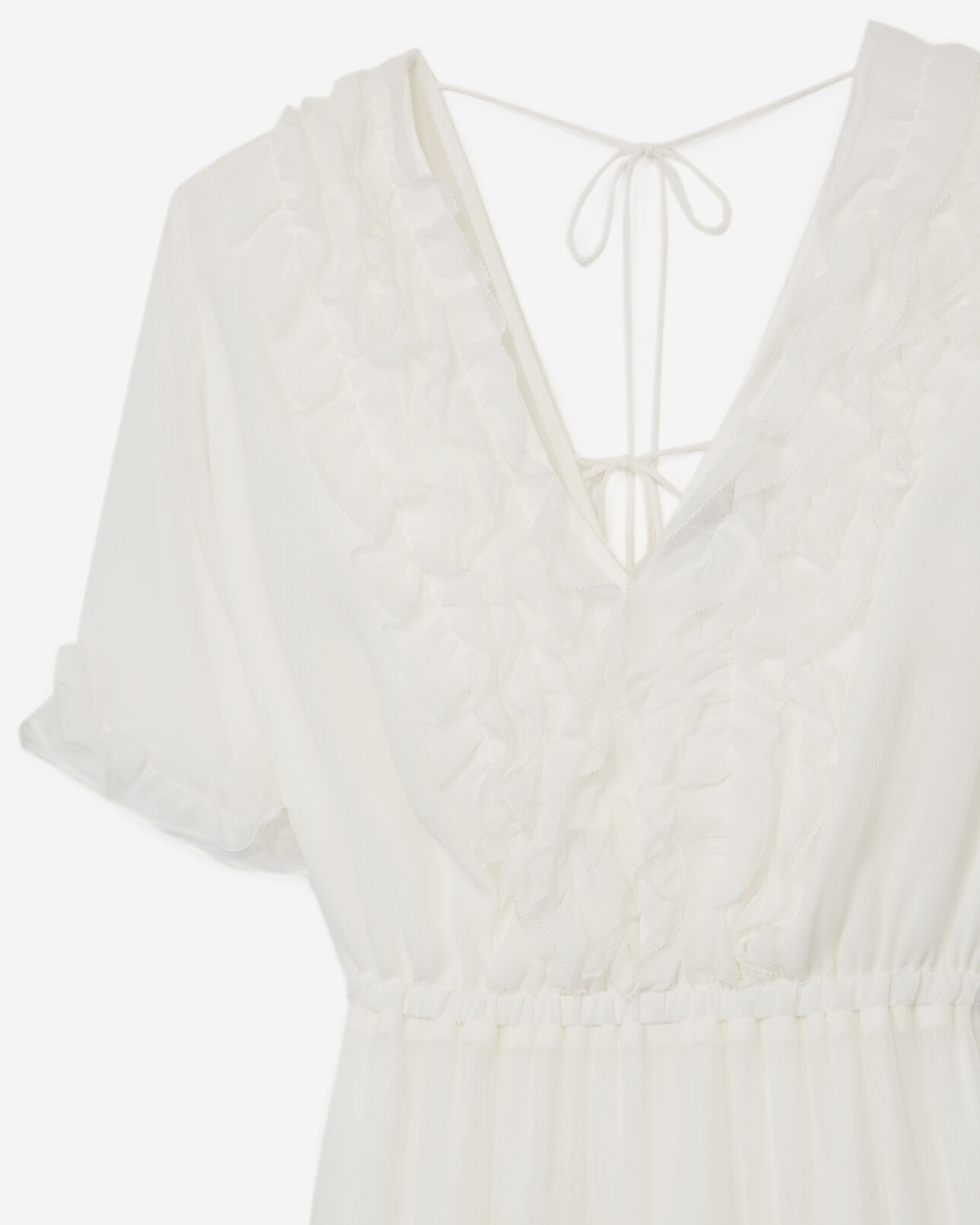 The Kooples FEMME LIGHT PINK robe longue fluide écrue à volants