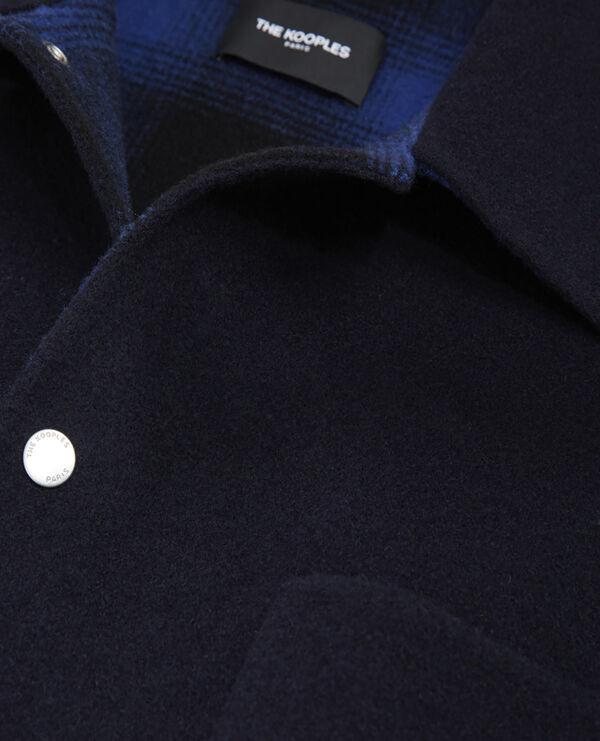navy blue wool jacket with chest pockets