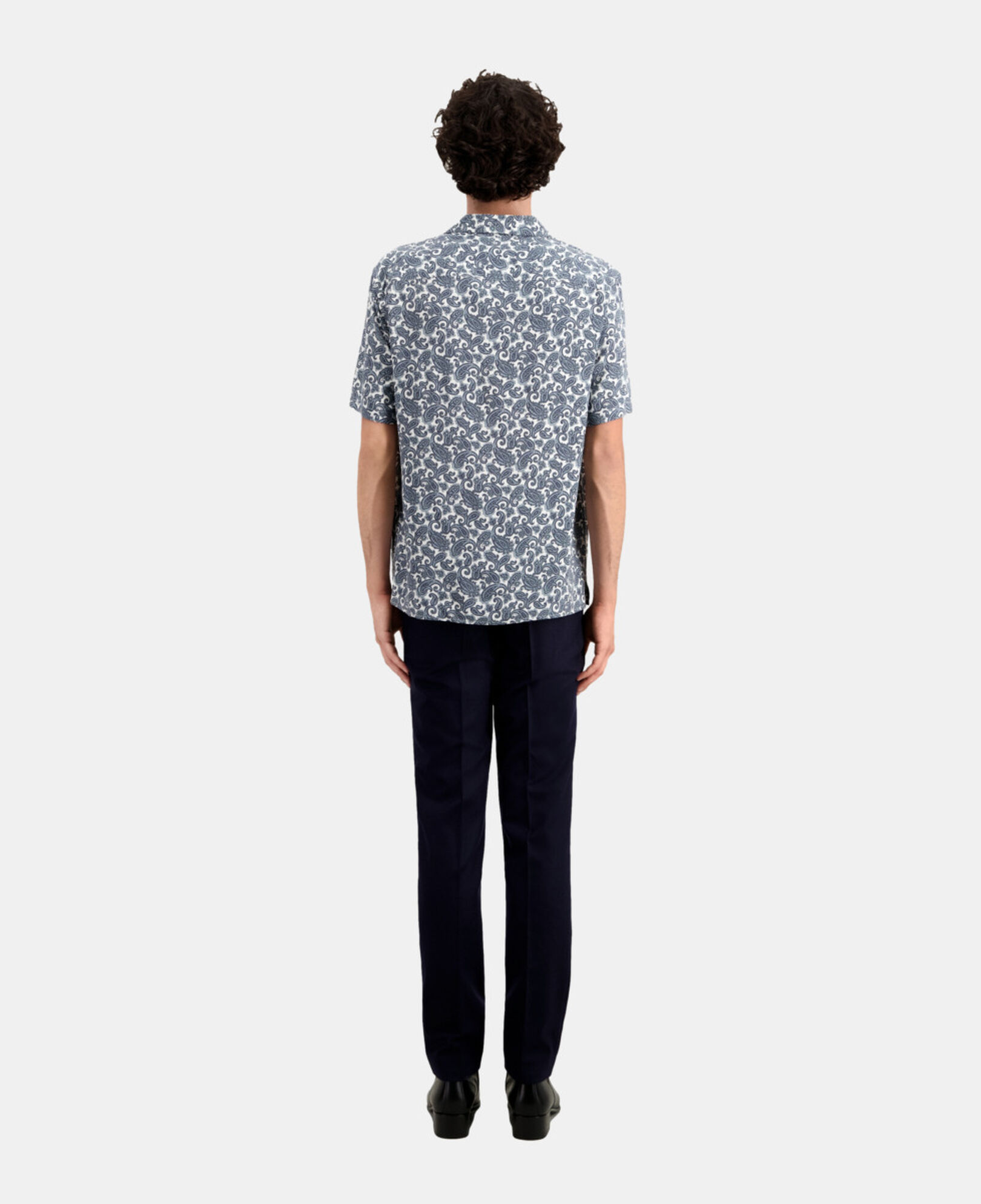 The Kooples HERREN WHITE - BLUE kurzärmeliges hemd mit print 