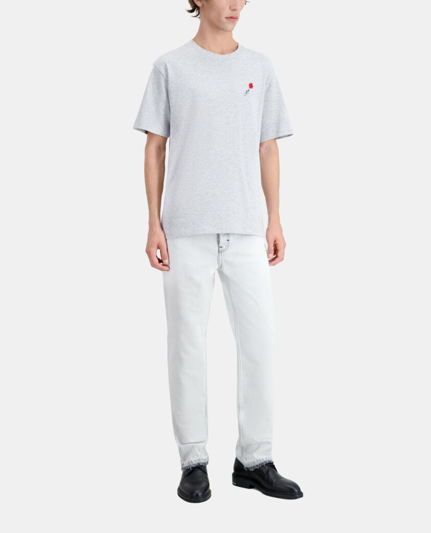 The Kooples HOMME GRIS CLAIR t-shirt homme gris avec broderie fleur