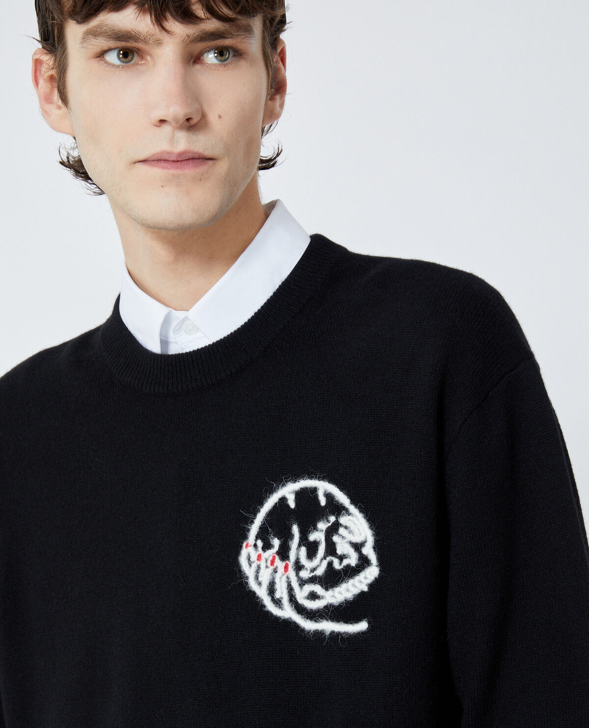 Black sweater in wool with skull embroidery The Kooples
