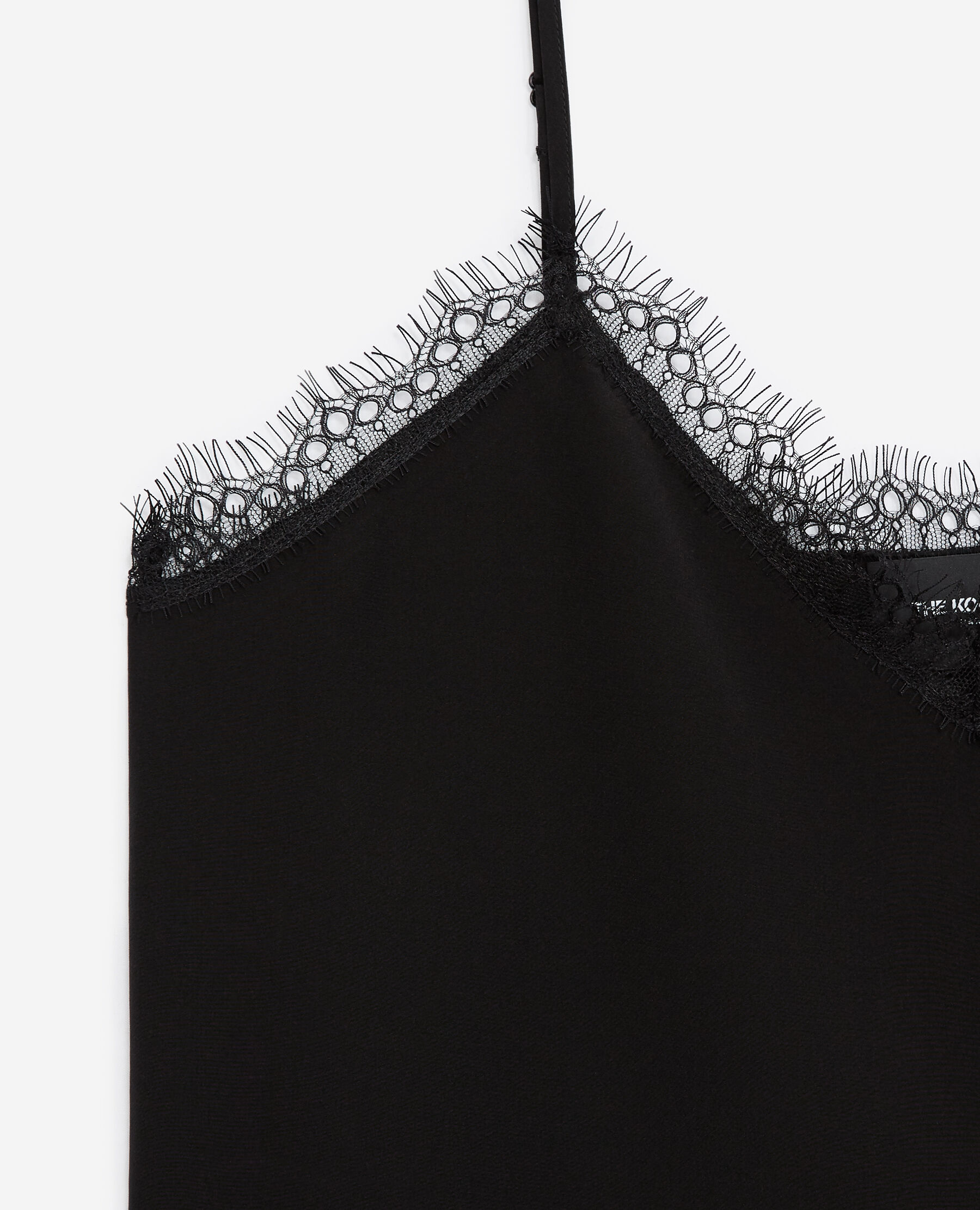 Black silk camisole with lace detail | The Kooples US