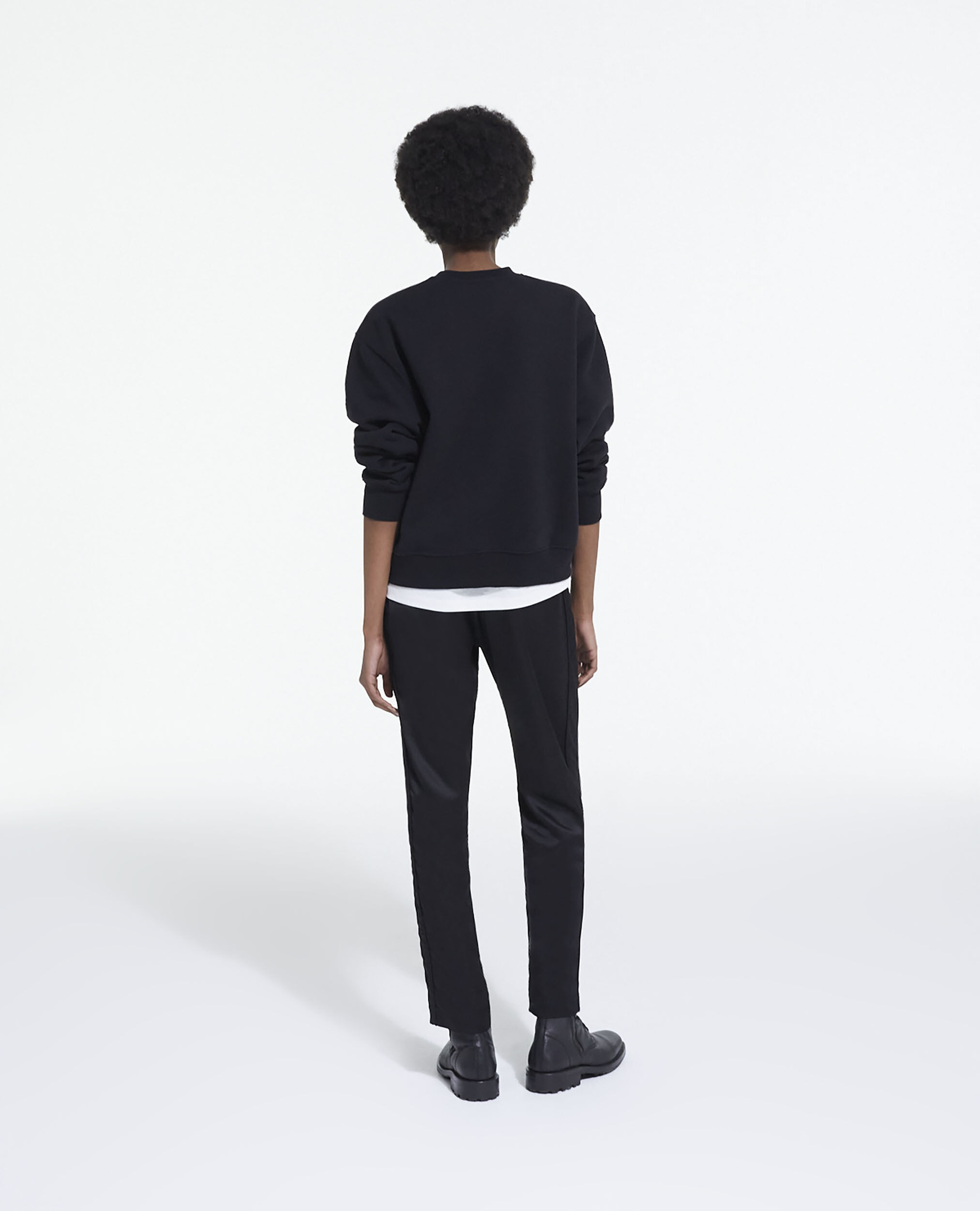 Black screen print sweatshirt, BLACK, hi-res image number null