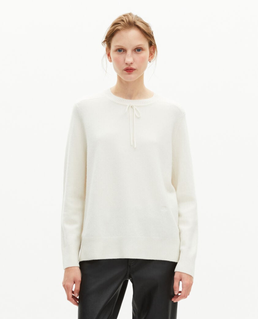 The Kooples F ECRU round-neck cashmere sweater, ecru