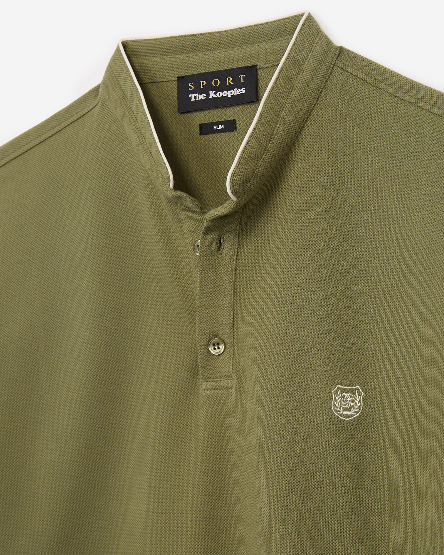 Khakifarbenes Baumwoll-Poloshirt Stickerei, ARTICHOKEGREEN/LIGHTBEIGE, hi-res image number null
