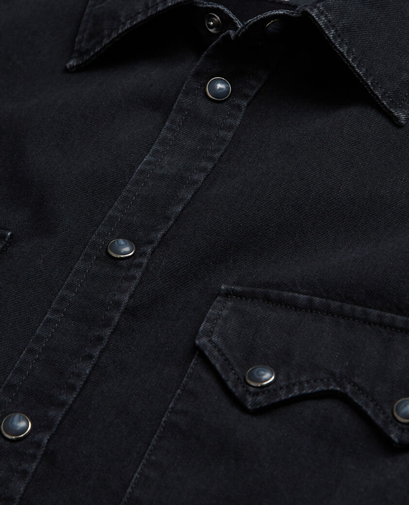 The Kooples HOMME BLACK WASHED chemise col classique en jean noire