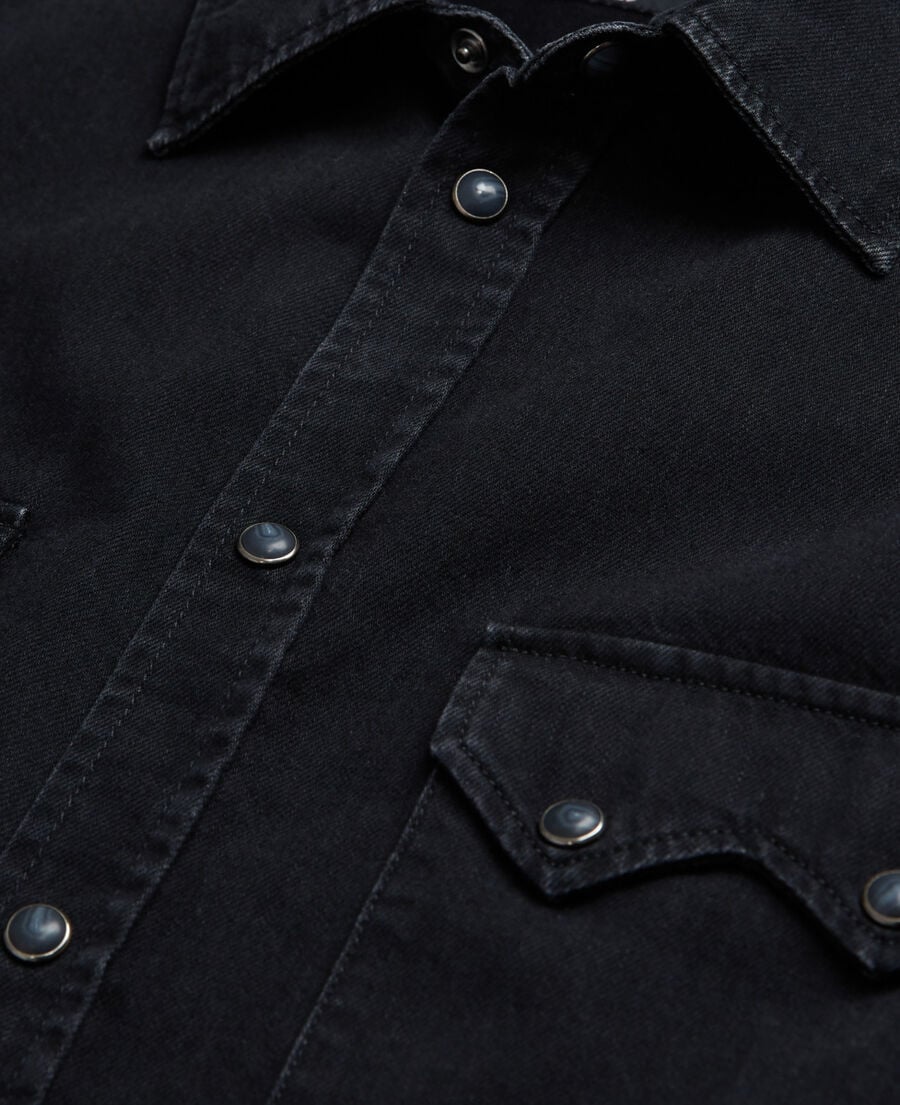 The Kooples HOMME BLACK WASHED chemise col classique en jean noire