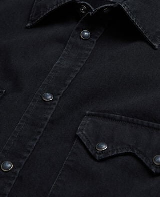 The Kooples HOMME BLACK WASHED chemise col classique en jean noire