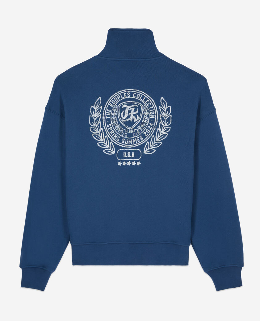 The Kooples HERREN MIDDLE NAVY königsblaues sweatshirt mit wappen-siebdruck
