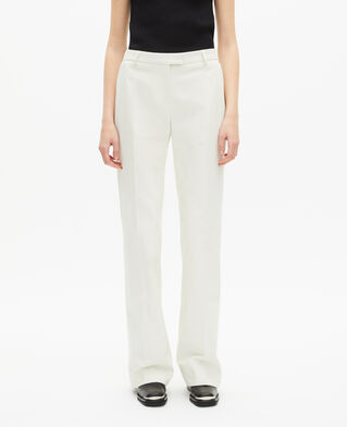 The Kooples F WHITE ecru cotton wide-leg suit pants