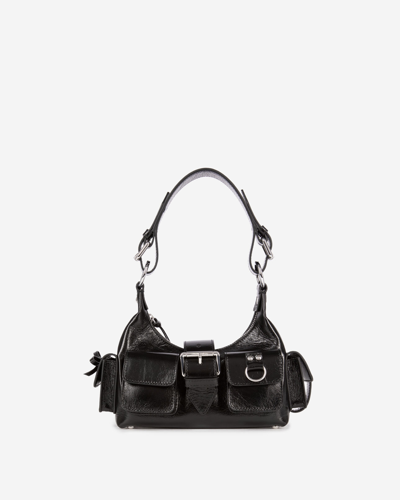 The Kooples WOMEN BLACK amelia small bag in black cracked leather