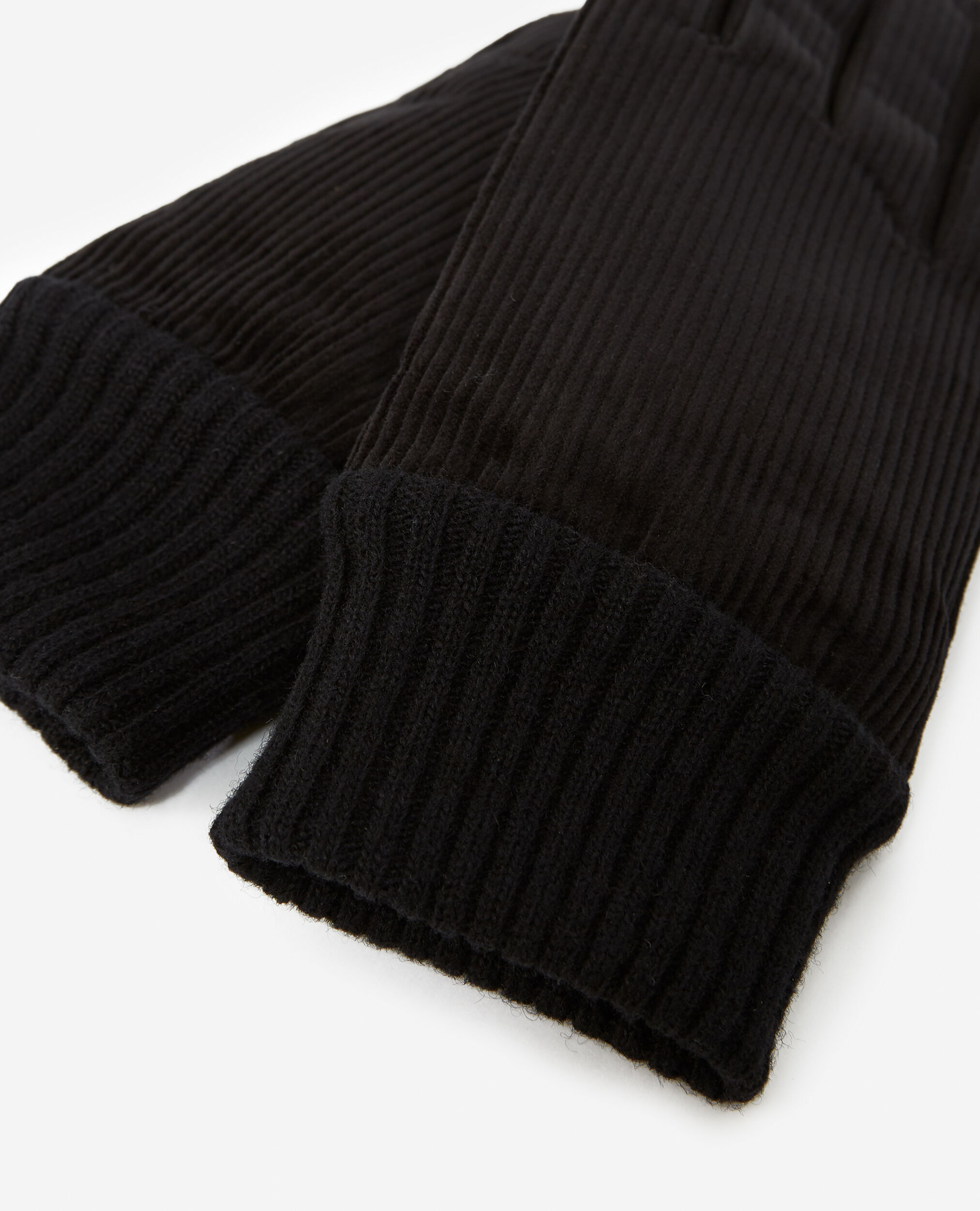 Suede velvet gloves in black with monogram, BLACK, hi-res image number null