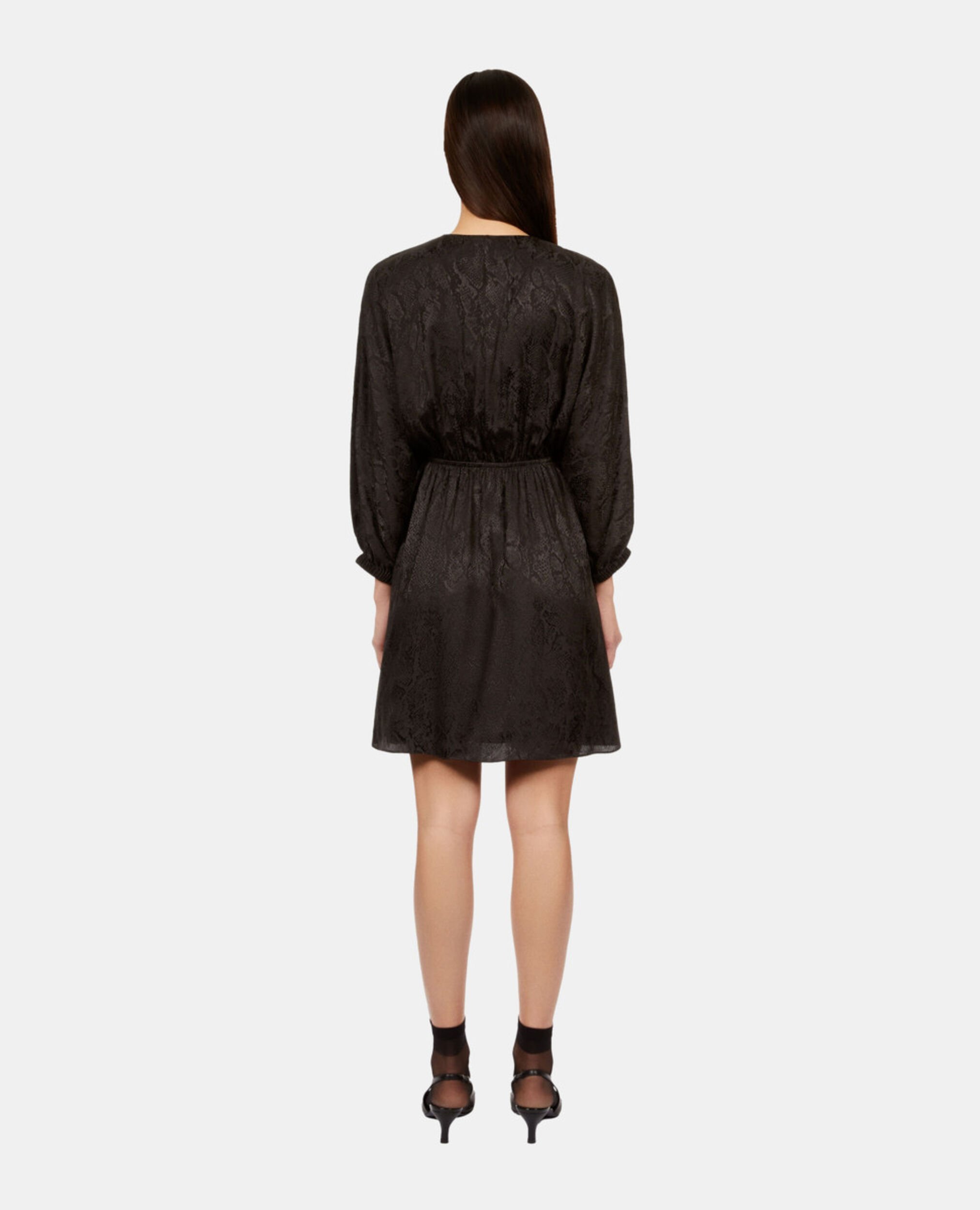 Schwarzes kurzes JacquardKleid in Pythonoptik mit Drapierung, BLACK, hi-res image number null