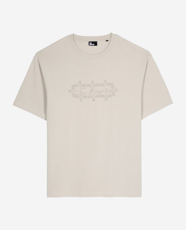 The Kooples HOMME BEIGE GREY t-shirt avec broderie logo beige