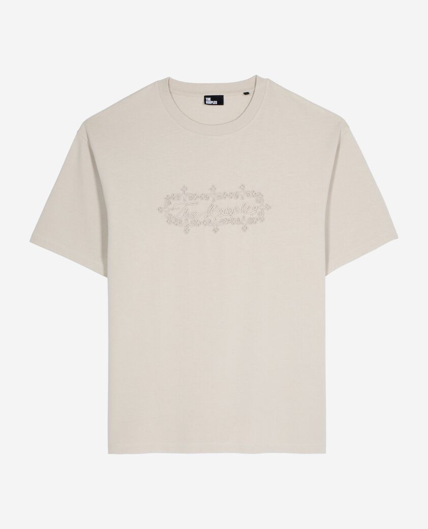 The Kooples H BEIGE GREY t-shirt with beige logo embroidery