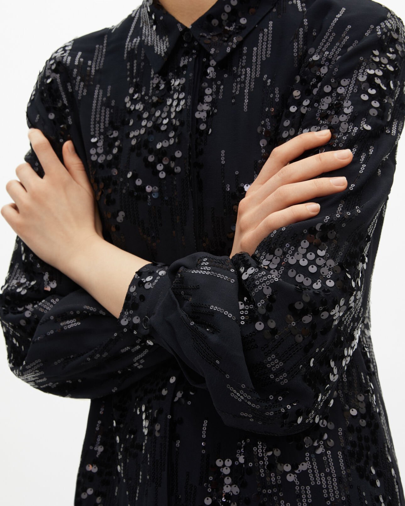 The Kooples FEMME BLACK chemise à sequins noire