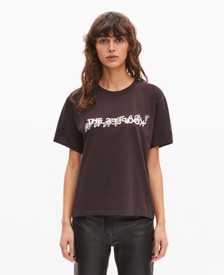 The Kooples FEMME CAFE t-shirt what is avec strass marron