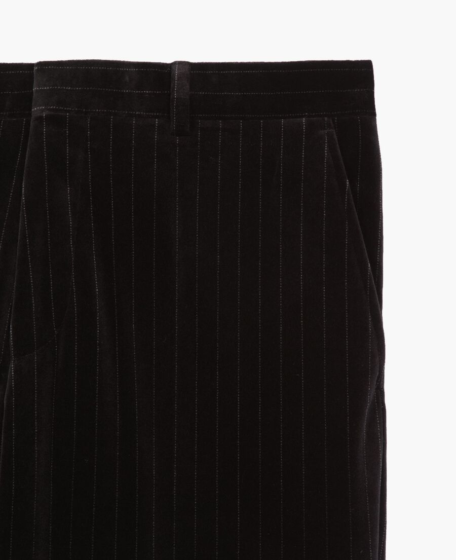 The Kooples MEN BLACK straight black velvet suit pants