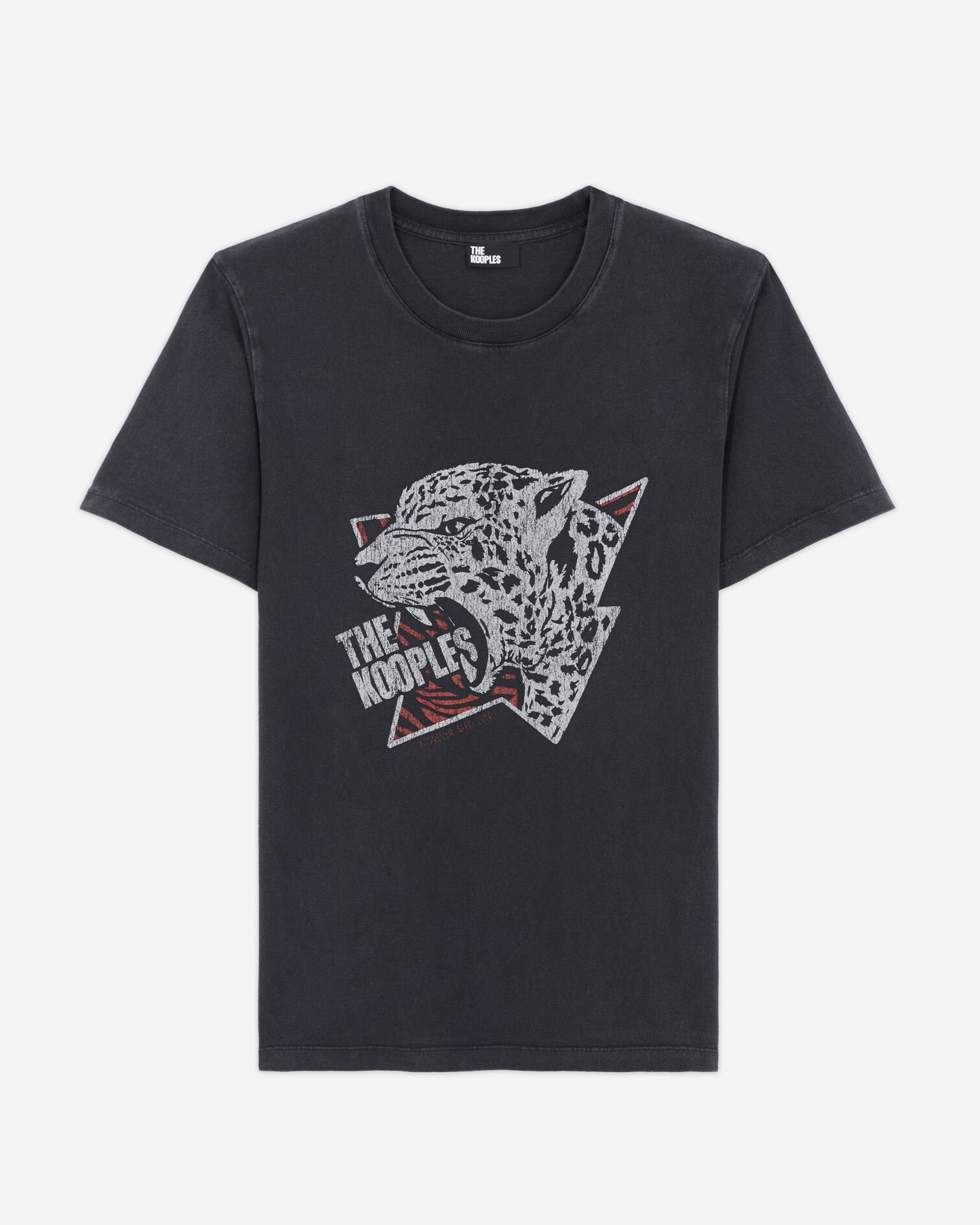T-shirt Femme sérigraphié léopard, BLACK WASHED, hi-res image number null