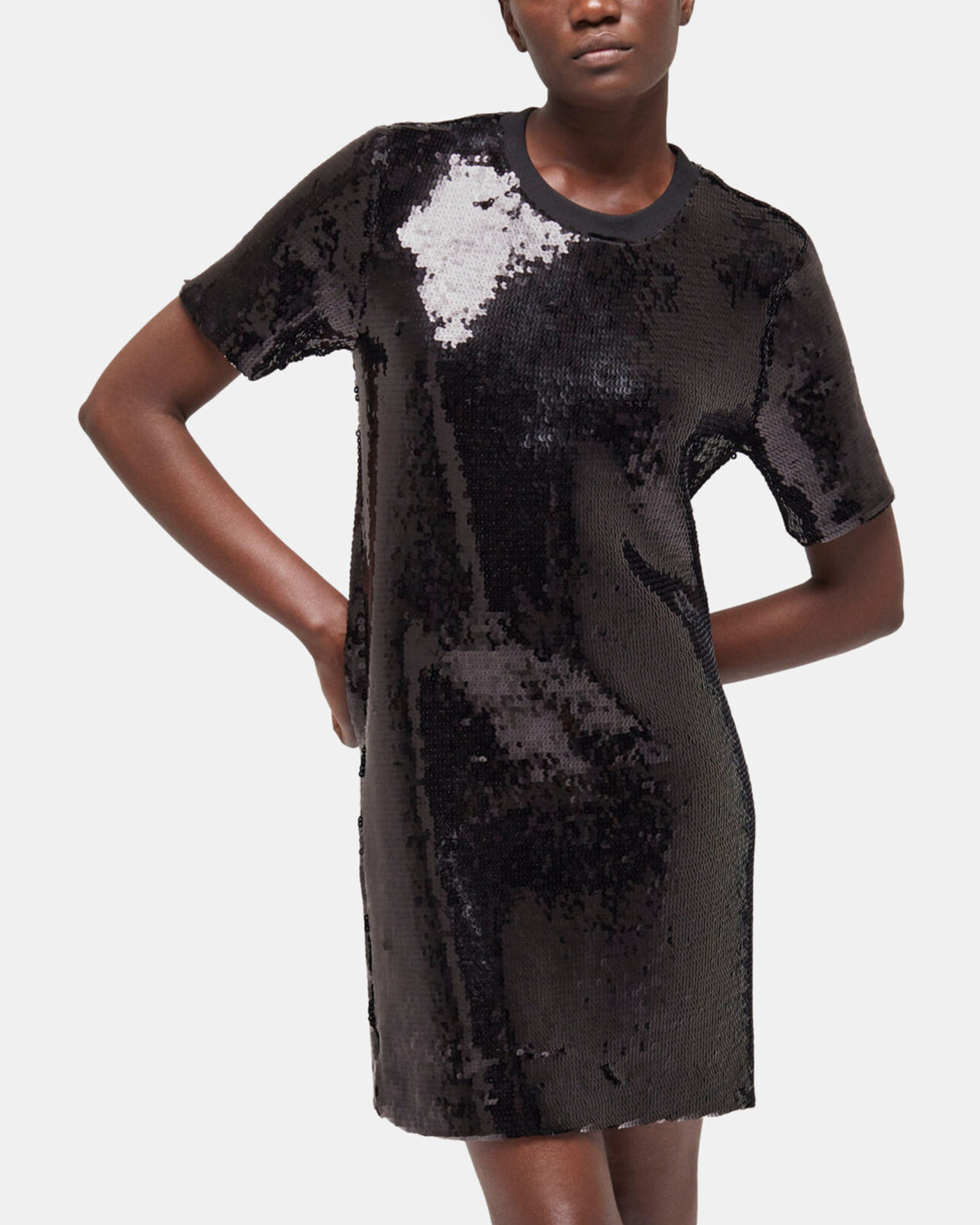 The Kooples WOMEN BLACK short black sequin dress