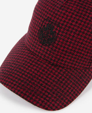 The Kooples F BLACK - RED wool houndstooth cap