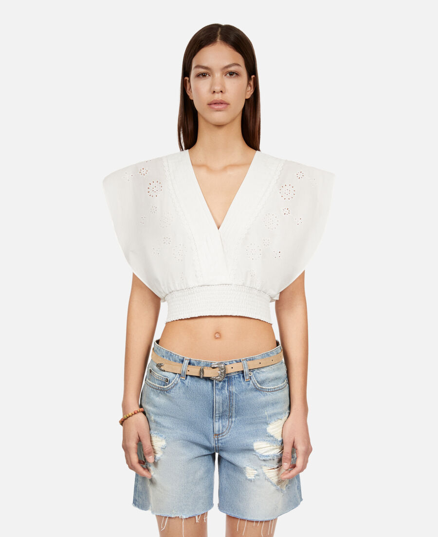 white short top in english embroidery