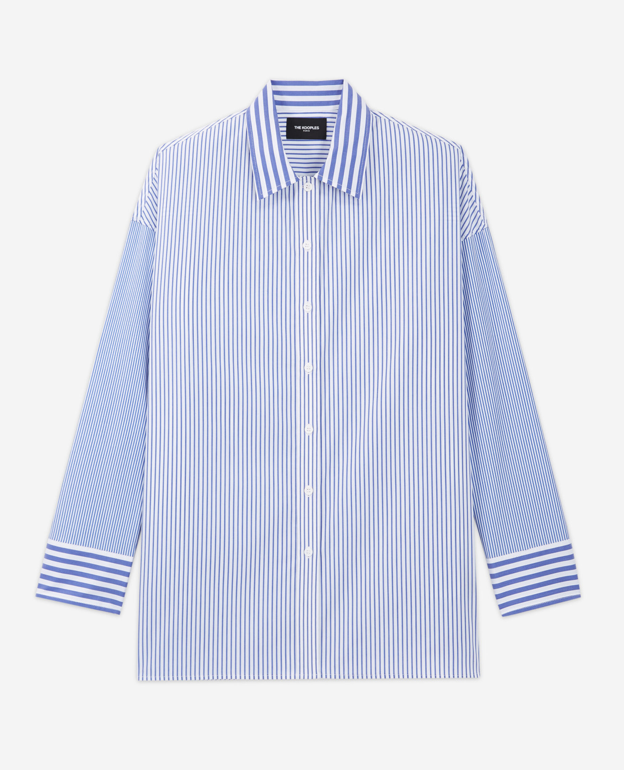 Straight-fit striped formal blue shirt, BLUE WHITE, hi-res image number null