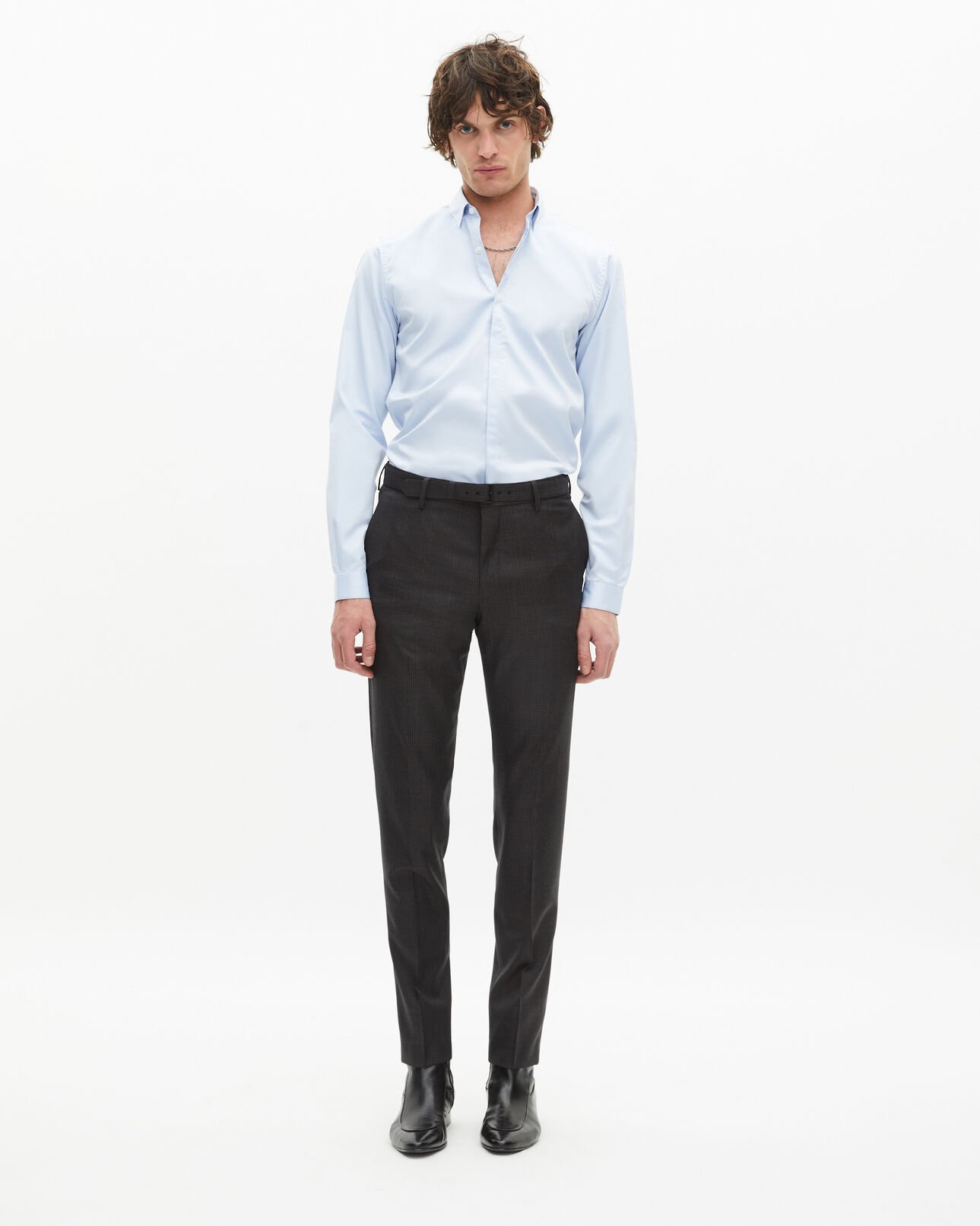 The Kooples MEN LIGHT BLUE sky blue classic collar shirt