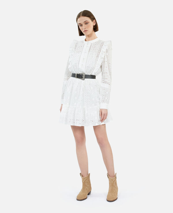 short white dress in english embroidery