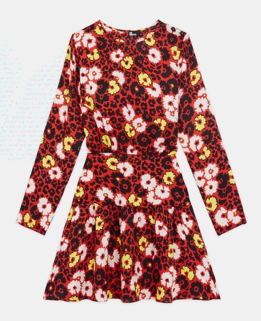 The Kooples FEMME RED / YELLOW robe courte imprimé fleuri