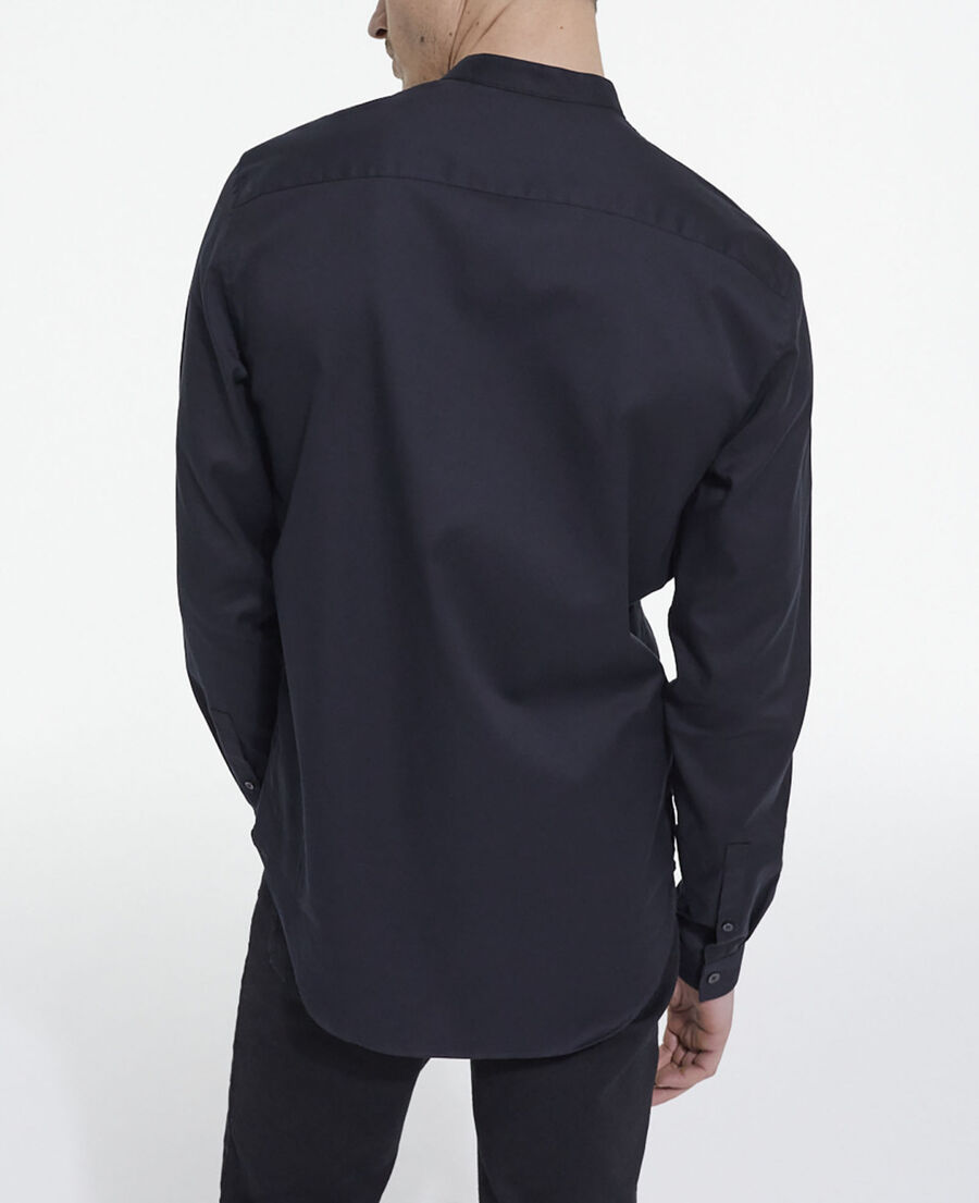 black cotton shirt with officer collar