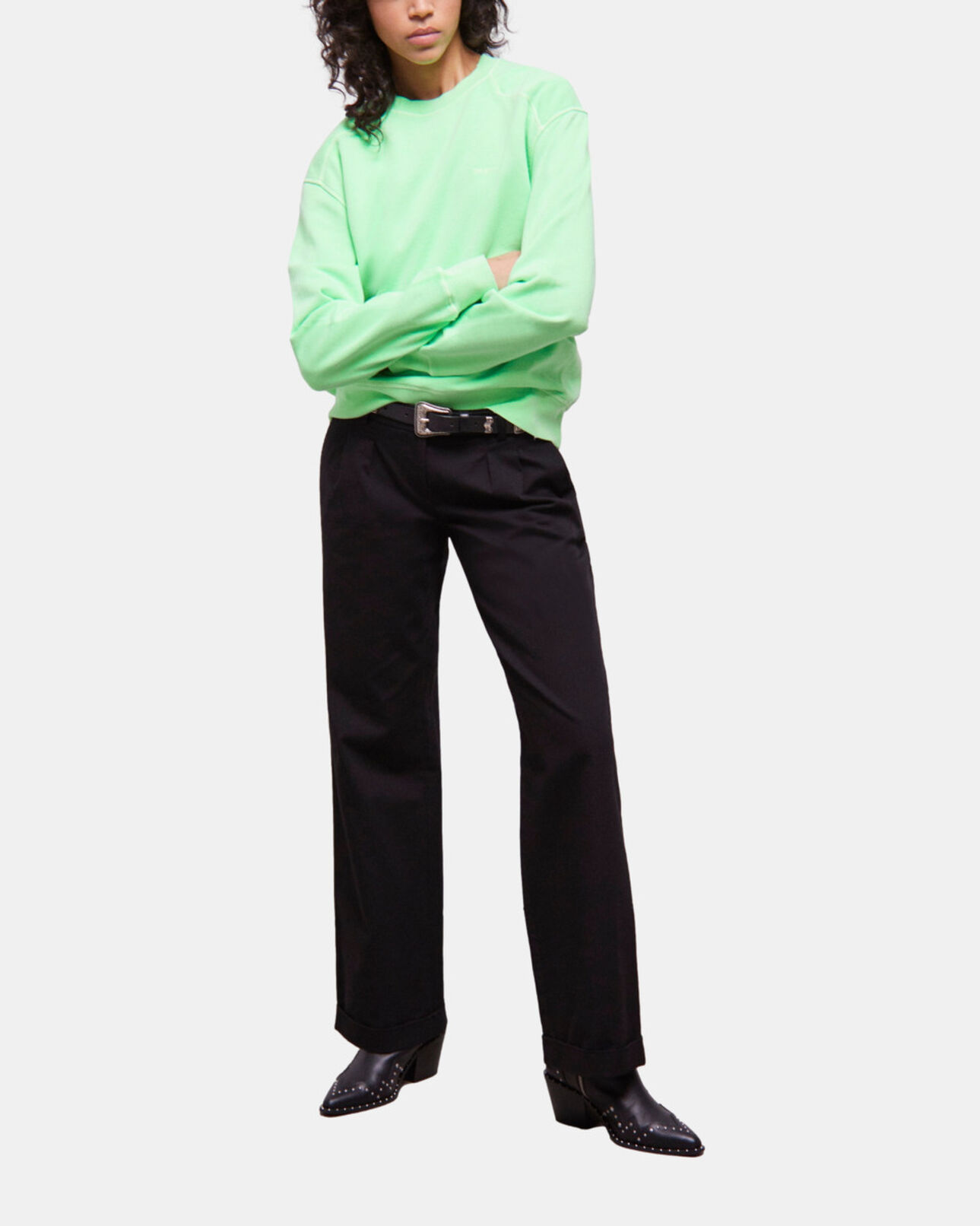 The Kooples F VERT FLUO fluorescent green sweatshirt with logo