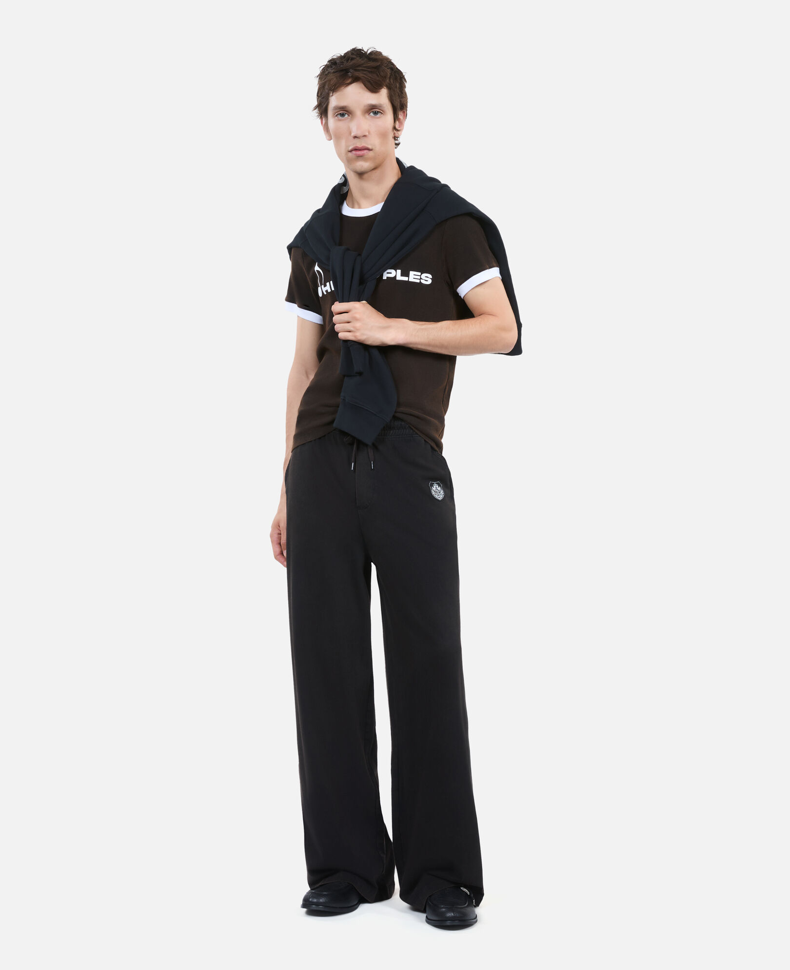 The Kooples MEN BLACK WASHED black blazon tracksuit trousers