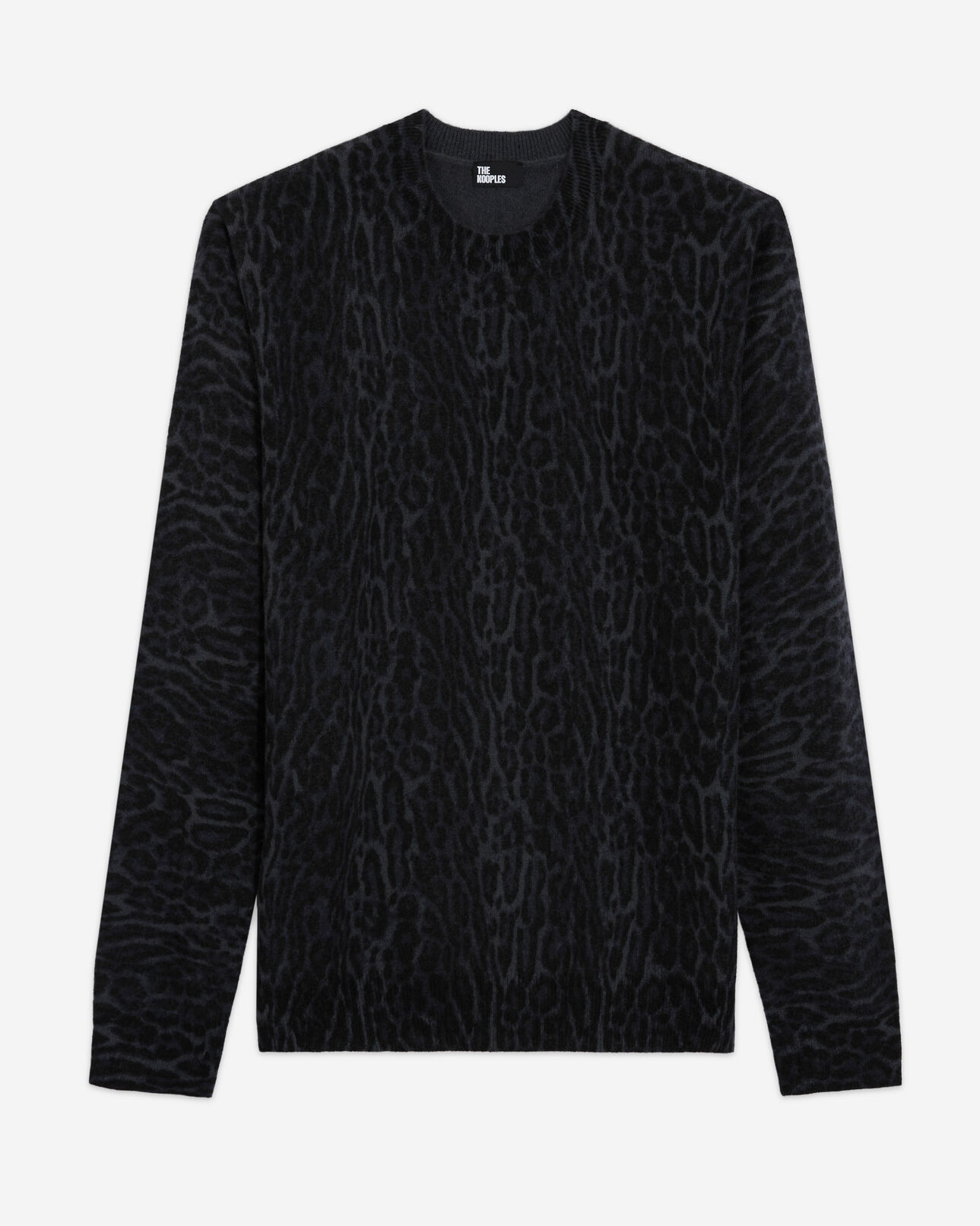 The Kooples HOMBRE BLACK GREY jersey cachemira leopardo