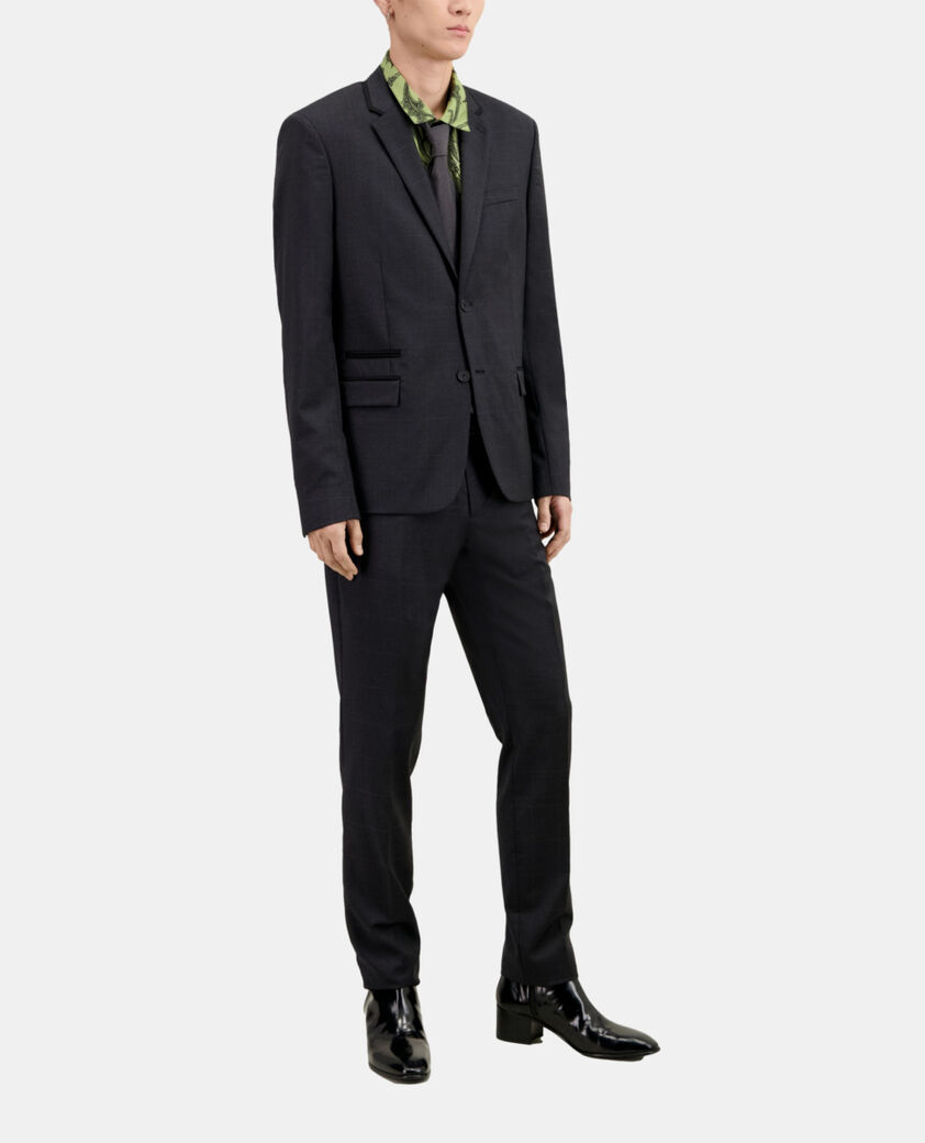 The Kooples HOMME DARK GREY veste de costume prince de galles en laine