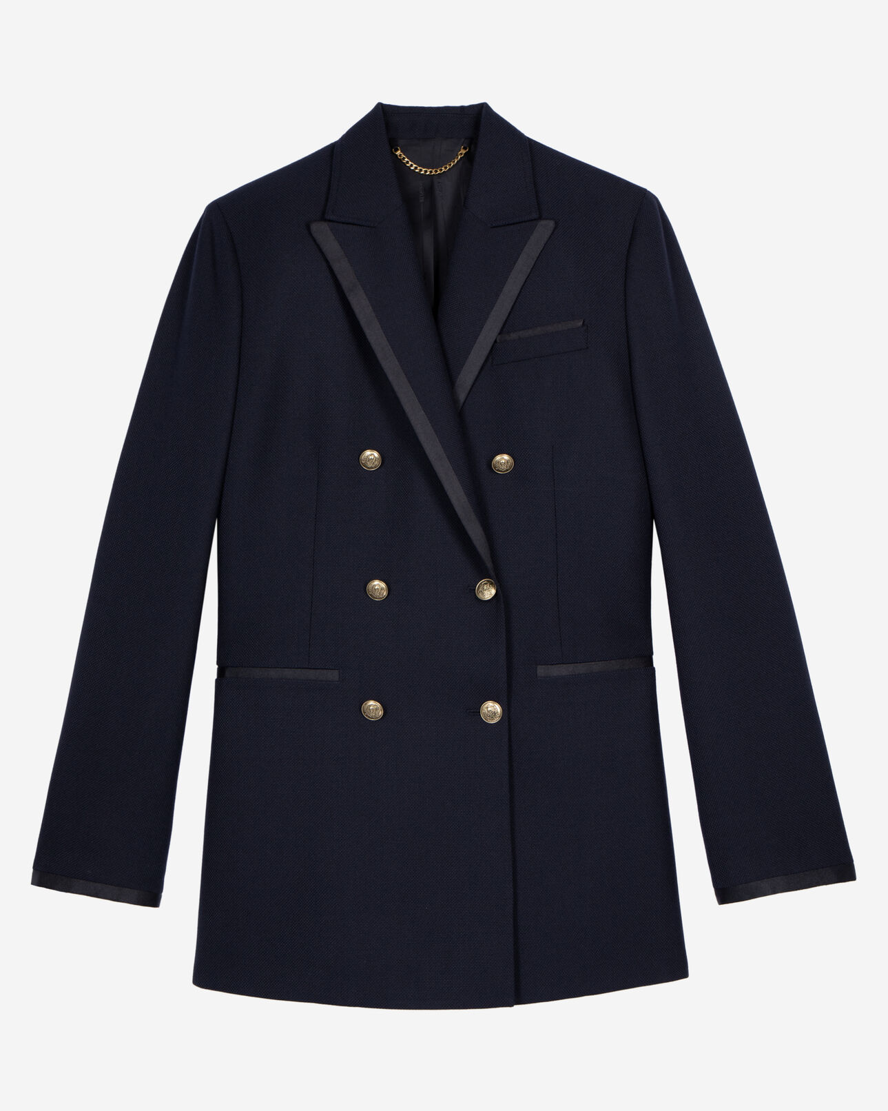 The Kooples FEMME DARK NAVY veste tailleur en laine mélangée bleu marine