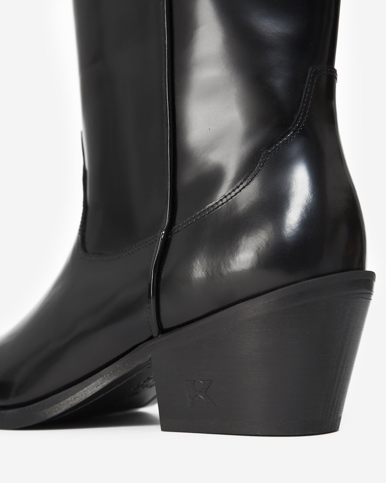 The Kooples MUJER BLACK botines piel tacón charol estilo western