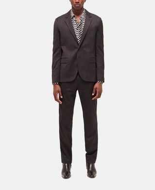 The Kooples HOMME BLACK GREY veste de costume en laine à rayures