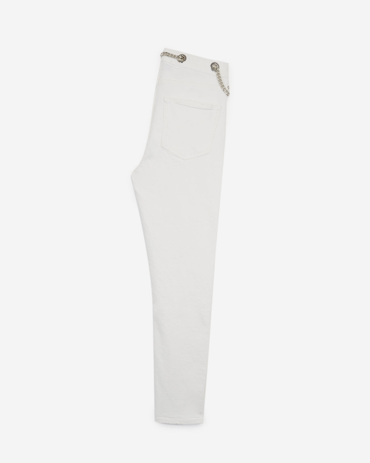 The Kooples WOMEN WHITE slim-fit white vintage jeans with chain belt